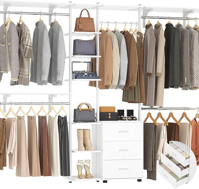 Aheaplus Closet System with Drawers, Closet Organizer System Storage with by Aheaplus