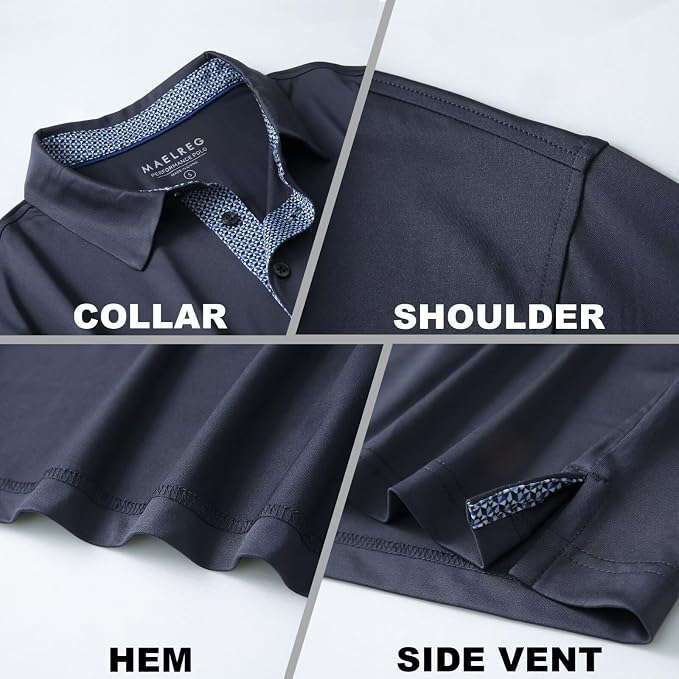 Mens Polo Shirts Short and Long Sleeve Casual Solid Stylish Dry Fit Performance - Image 4