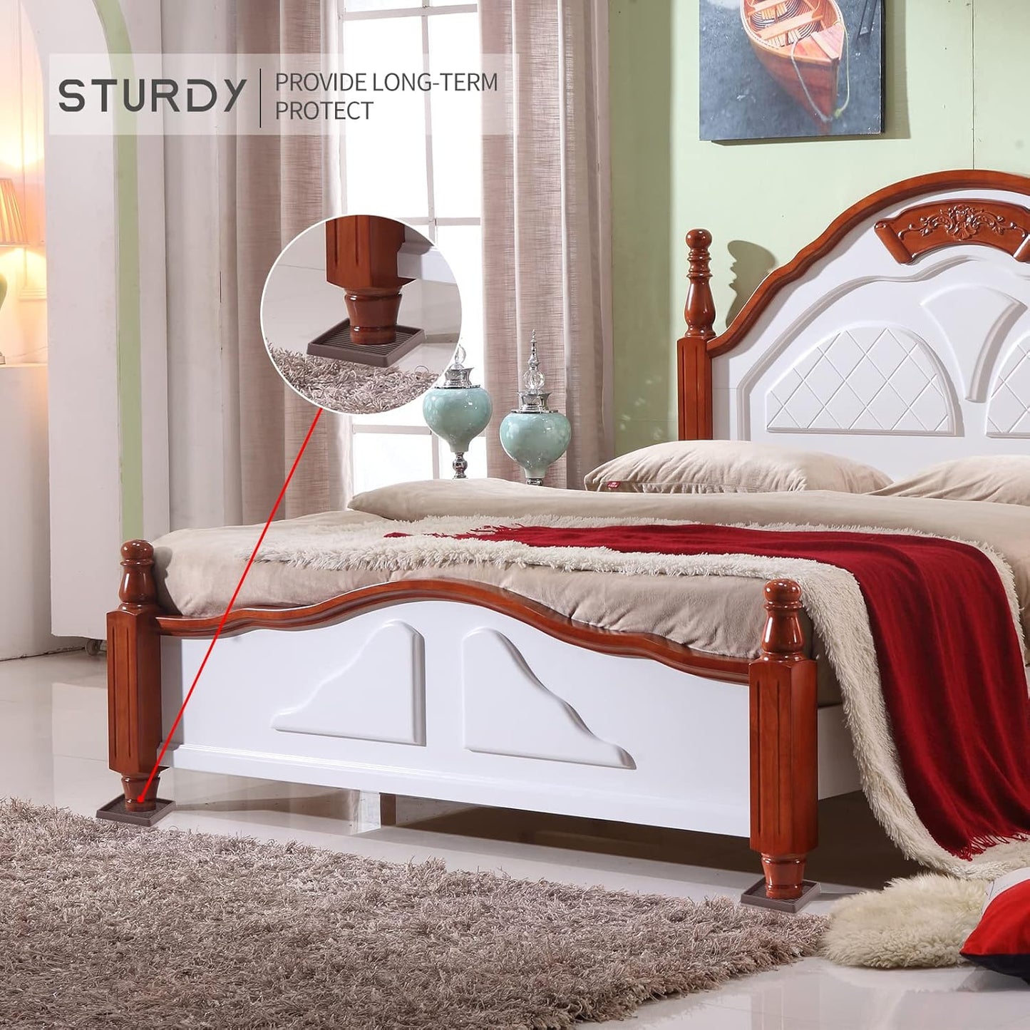 2.5X2.5 Rubber Caster Cups, Non Slip Furniture Pads, Anti-Slip Gripper, Anti Skid Furniture Feet, Anti Slide Floor Protector for Bed Couch Stoppers - 12 Pack Black