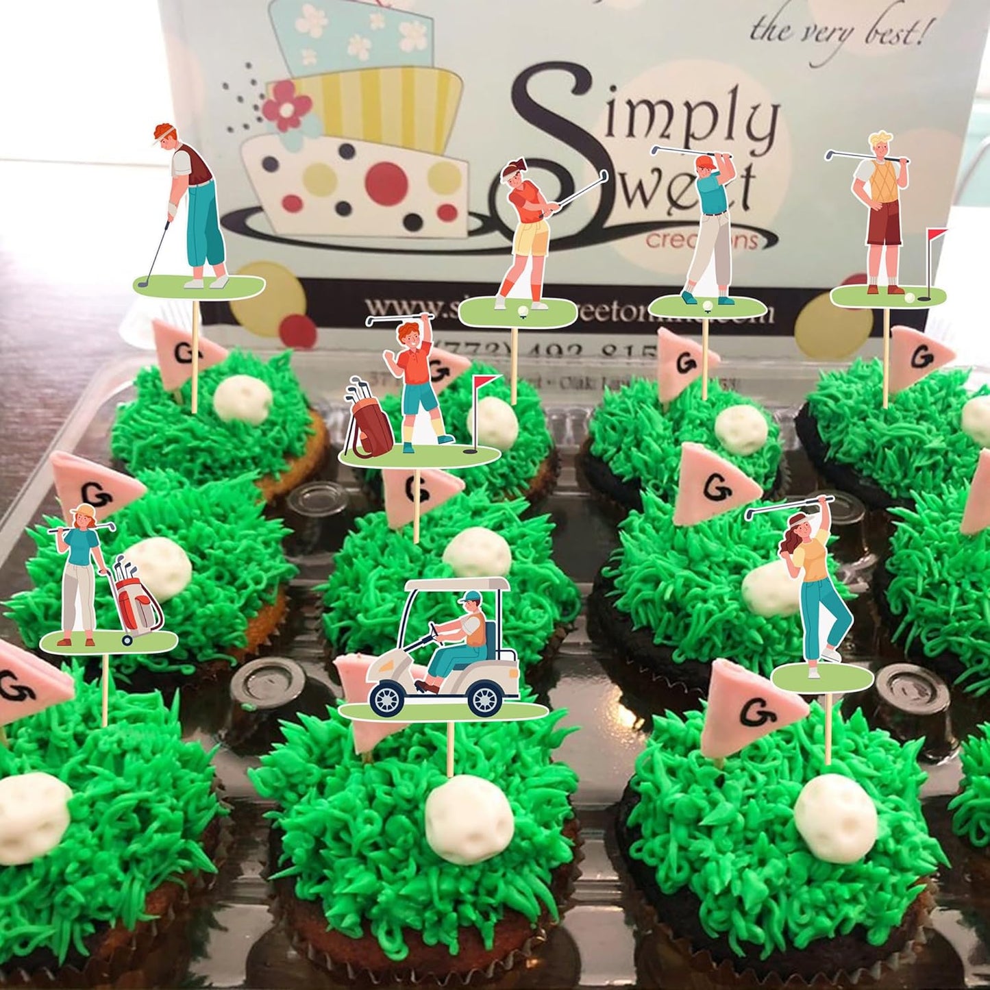 24pcs Golf Cupcake Toppers Golf Carts Cupcake Picks for Golf Sports Player Theme Baby Shower Kids Birthday Party Cake Decorations Supplies