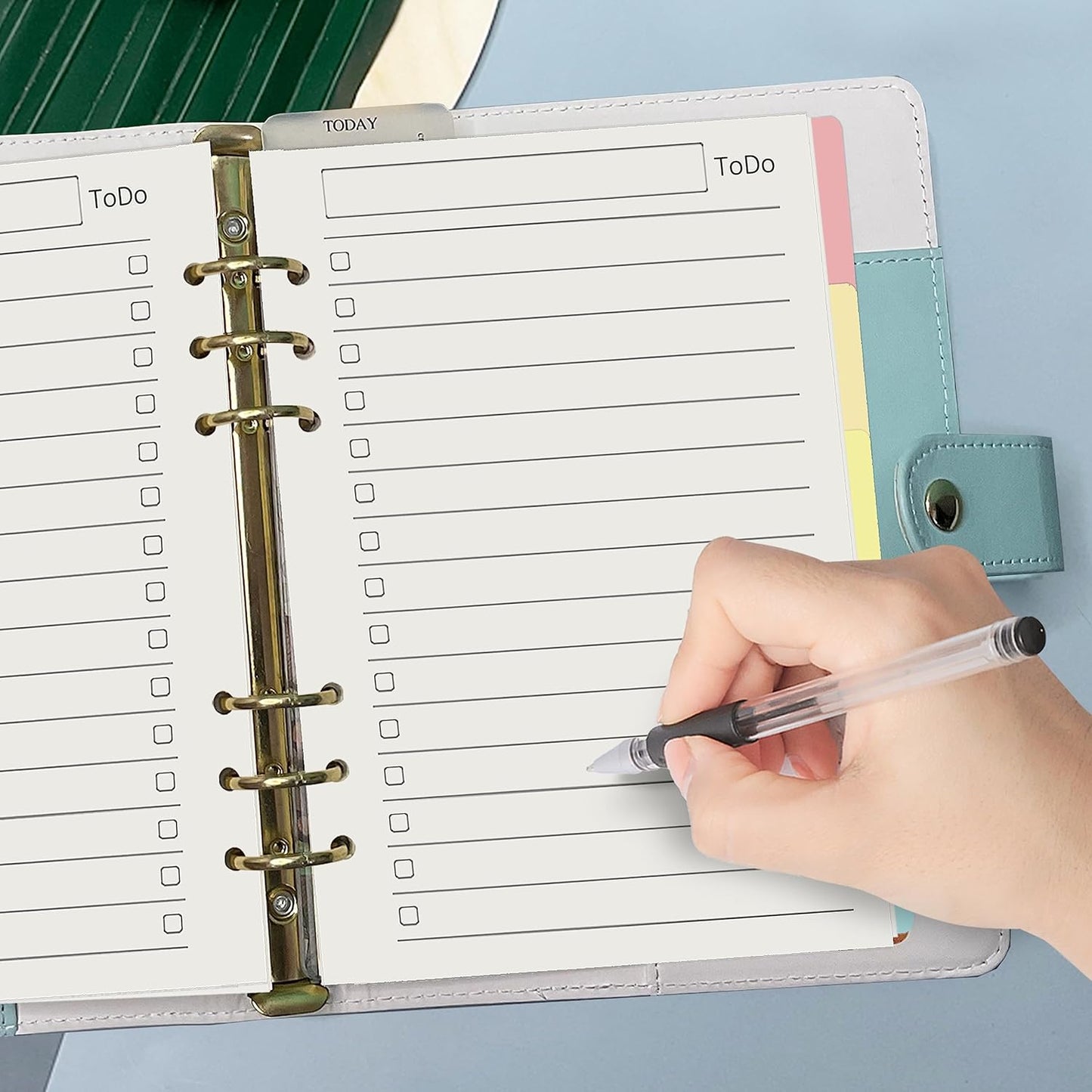 Harphia A5 6 Holes Binder Refill Value Set, 90sheets to do list loose leaf paper with sticker and divider, todo planner insert with binder pocket for A5 binder 6 holes refillable notebook,005da5todo