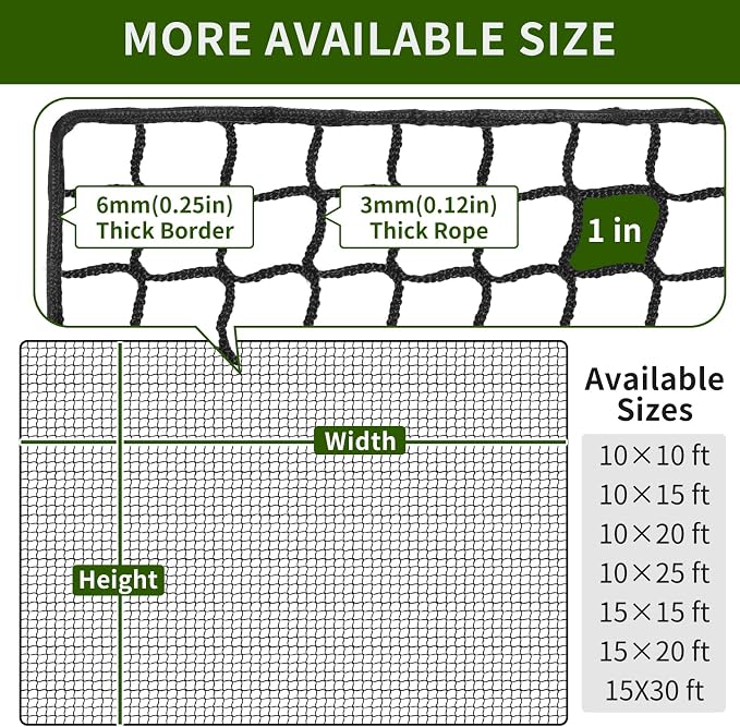 NQB Golf Practice Net with Steel Hanging Kit & Nylon Rope, Hitting Net - Image 2
