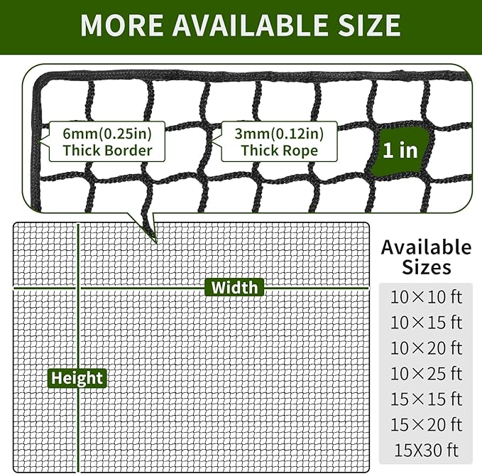 NQB Golf Practice Net with Steel Hanging Kit & Nylon Rope, Hitting Net - Image 2