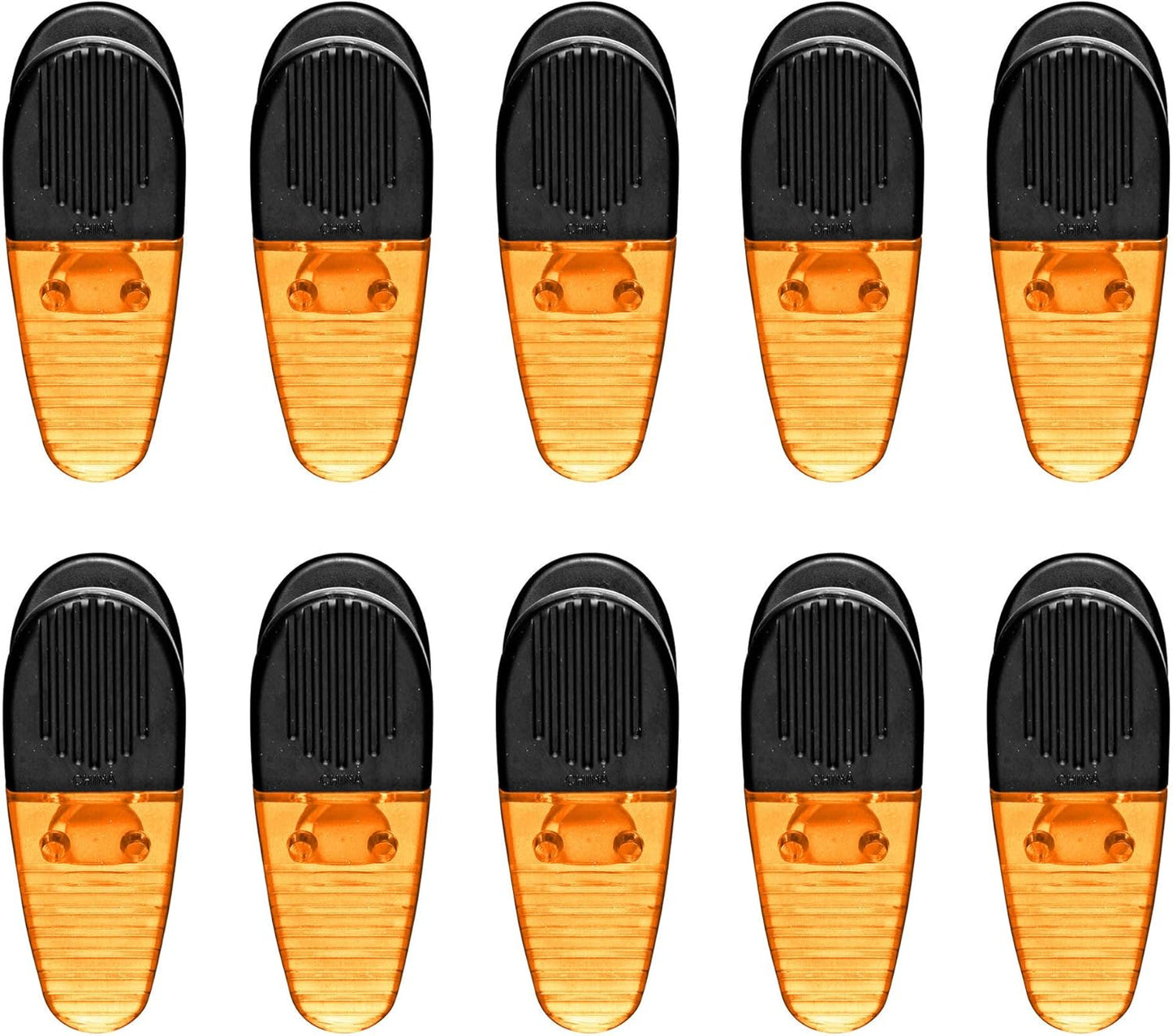 10 Magnetic Memo Holders Set - Large Clip, Plastic - TOrange