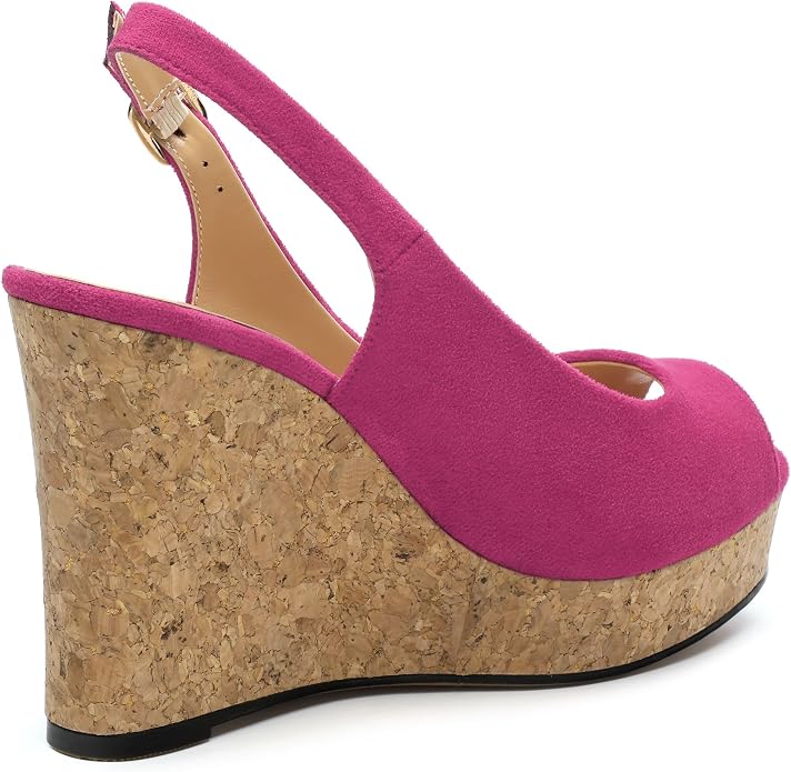 Womens Wedge Platform Sandals Peep Open Toe Slingback Buckle High Heel Dress - Image 5
