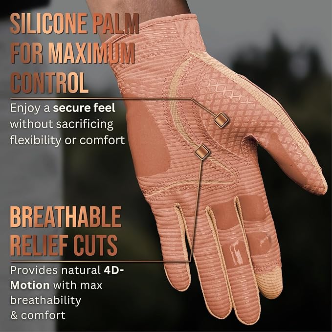 Copper Tech Golf Gloves Men Right Handed Golfer or Left Handed Golfer | Copper - Image 3