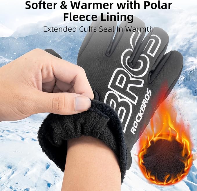ROCKBROS Winter Cycling Gloves for Men Women Water Resistant Touch Screen - Image 2