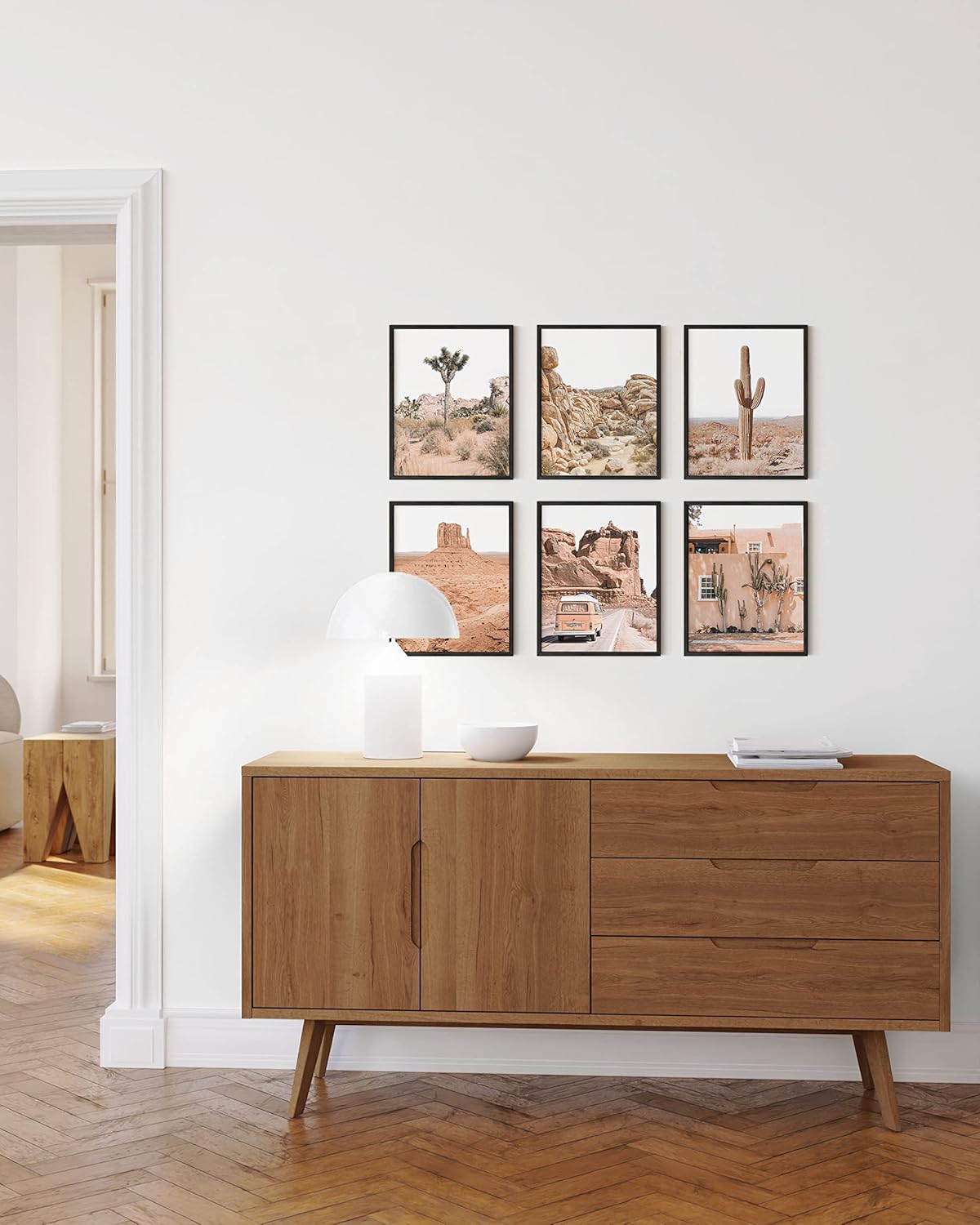 HAUS AND HUES Desert Succulent Wall Art – Set of 6 Botanical Cactus Prints, Cactus and Nature Art Decor, Kitchen Wall Prints (Black Frame, 11x14)