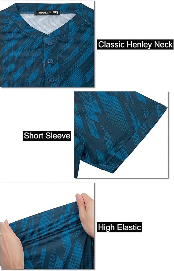 TAPULCO Mens Collarless Golf Shirts Short Sleeve Dry Fit Stretch Casual - Image 6