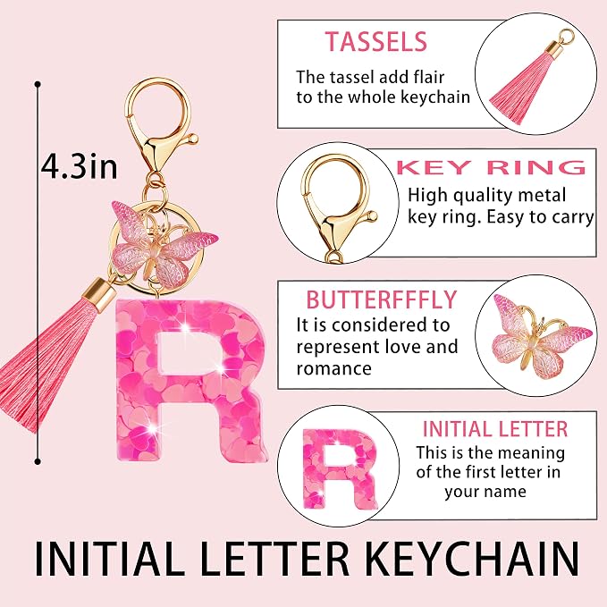 Suweibuke Colourful Cute Initial Letter Keychains - Image 4