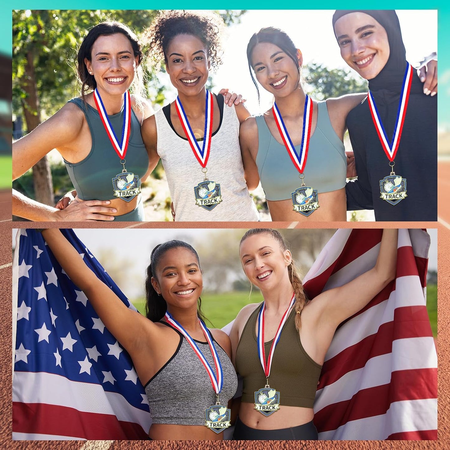 10/20 /30/40 Pcs Award Medals Bulk Sports Medals with Neck Ribbons 2.4 Inch Winner Award Trophy Prize Gift for Sports Themed Party Favors Tournaments School Match