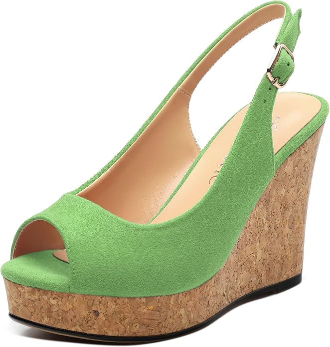 Womens Wedge Platform Sandals Peep Open Toe Slingback Buckle High Heel Dress by zasudxie