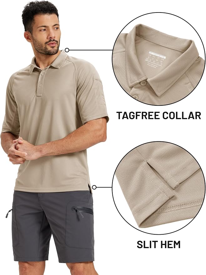 TACVASEN Men's Polo Shirts Short Sleeve Golf Polos Dry Fit UPF 50+ Performance - Image 3