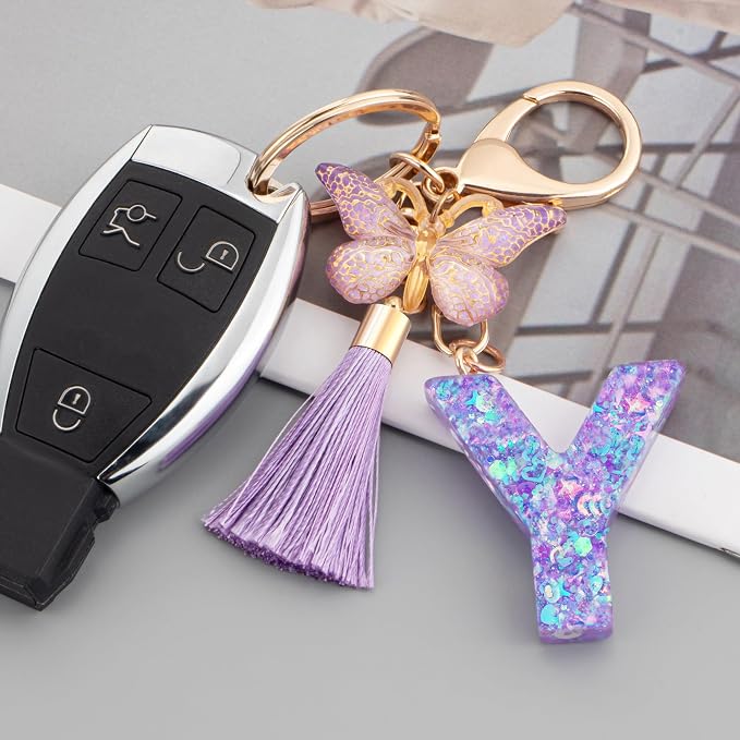 Suweibuke Colourful Cute Initial Letter Keychains - Image 2