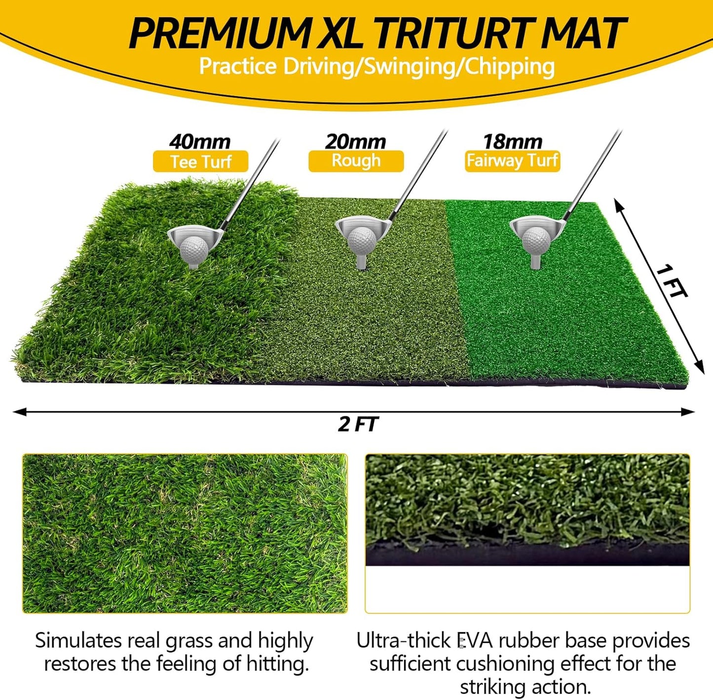 10 ×7 FT Golf Practice Net, Heavy Duty Golf Hitting & Training Net with Target Mat, 8 Balls & Tees, Driving Chipping Net for Backyard, Indoor Outdoor Use, Includes Carry Bag