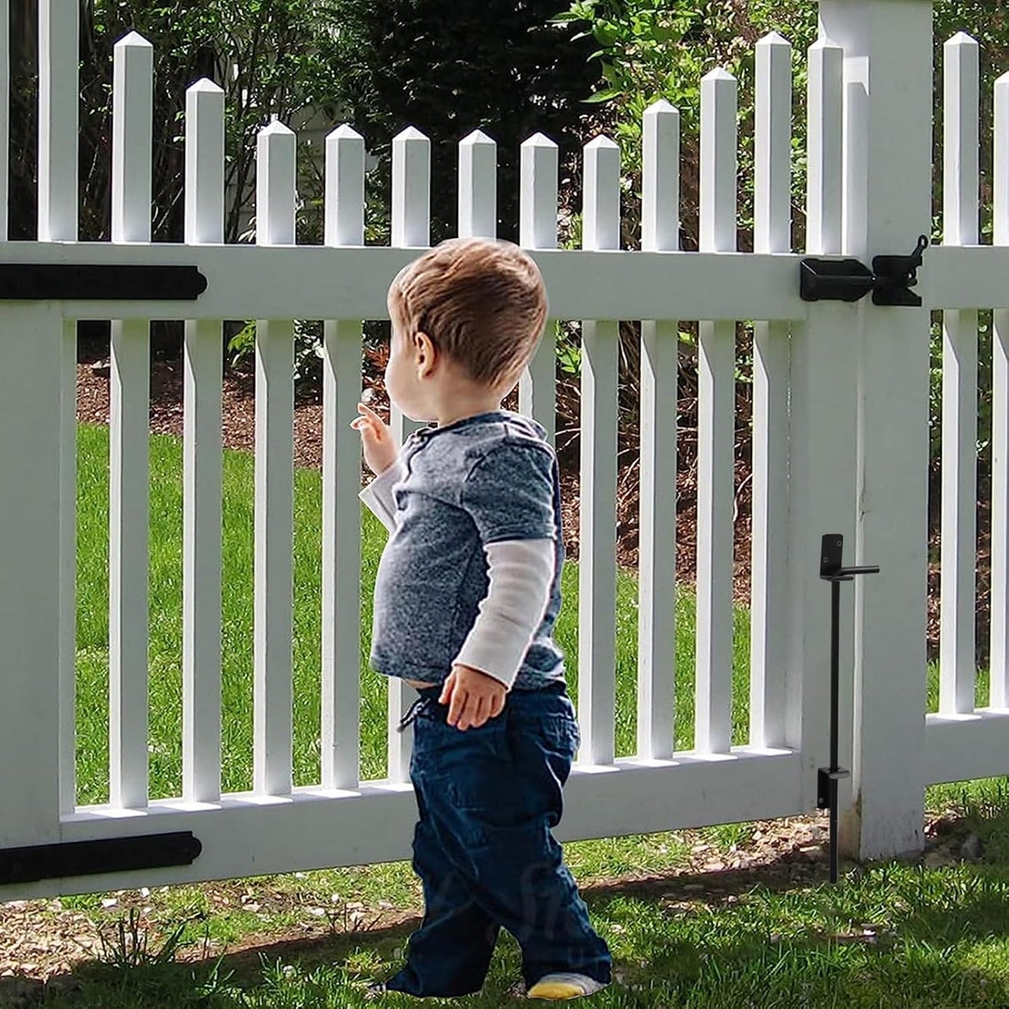 HOME MASTER HARDWARE 18" Cane Bolt, Heavy Duty Gate Drop Rod, Cane Bolts for Gates, Fence Gate Hardware, Metal Gates Doors Stopper for Gate Ground, Black