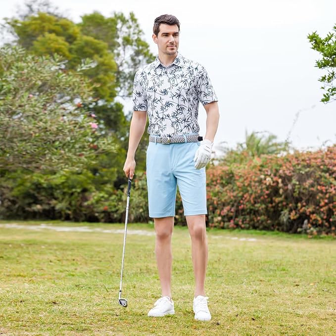 Golf Shirts for Men Dry Fit Short Sleeve Print Performance Moisture Wicking - Image 3