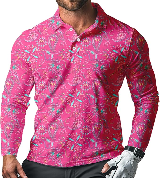 Men's Long Sleeve Golf Shirt Quick Dry 3 Button Work Fishing Outdoor Casual - Image 3