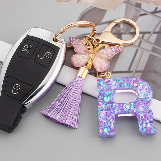 Suweibuke Colourful Cute Initial Letter Keychains - Image 2