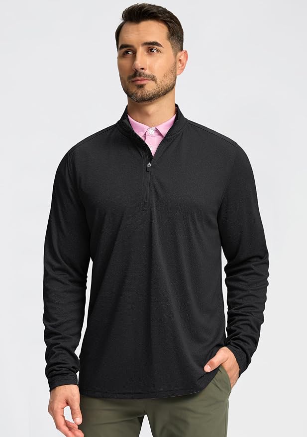 Obla Golf Quarter Zip Pullover for Men Mock Neck Sweatshirt Lightweight Sun - Image 2