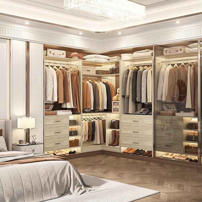 Aheaplus Closet System with 6 Drawers, 4 Hanging Rods & Corner Tower, Corner - Image 2