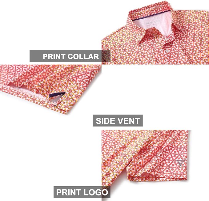 Golf Shirts for Men Dry Fit Short Sleeve Print Performance Moisture Wicking - Image 4