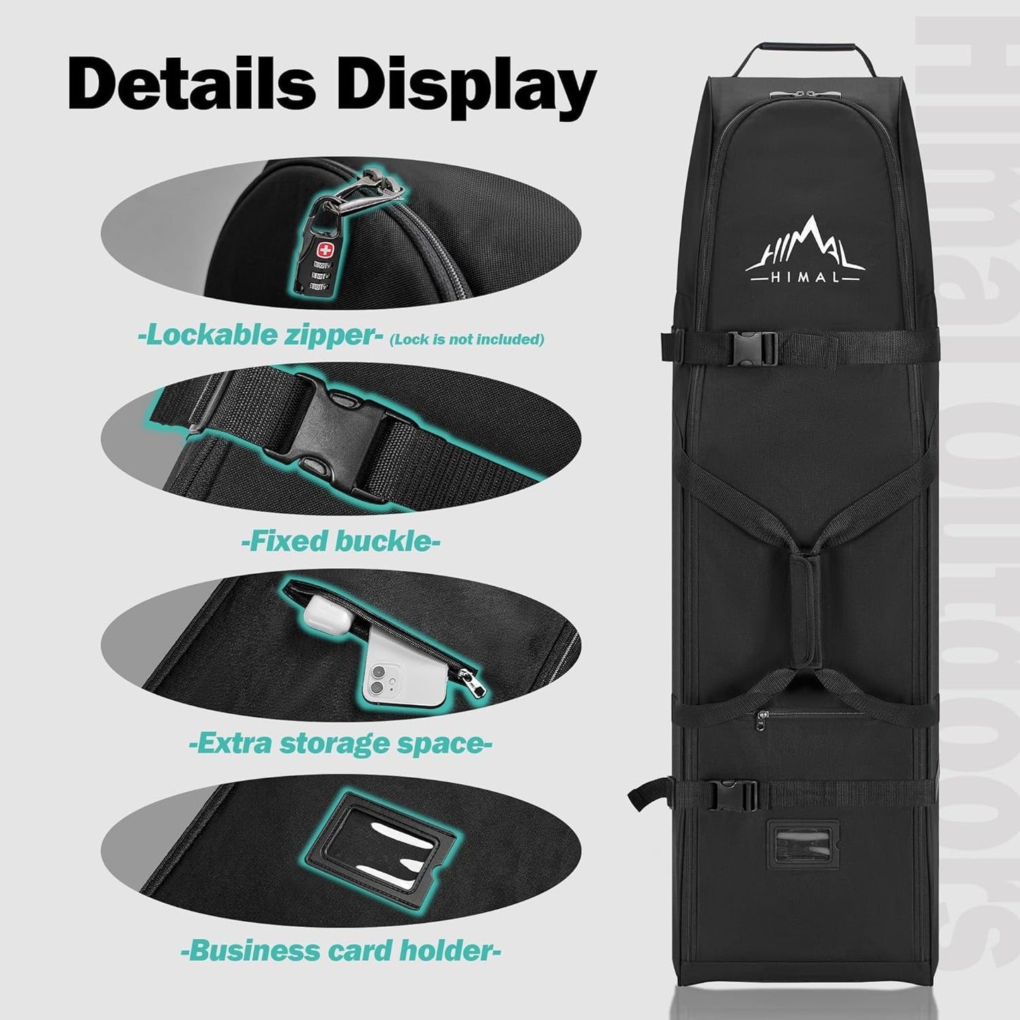 Himal Outdoors Soft-Sided Golf Travel Bag with Wheels - Heavy Duty 600D Polyester Oxford Wear-Resistant, Excellent Zipper Universal Size