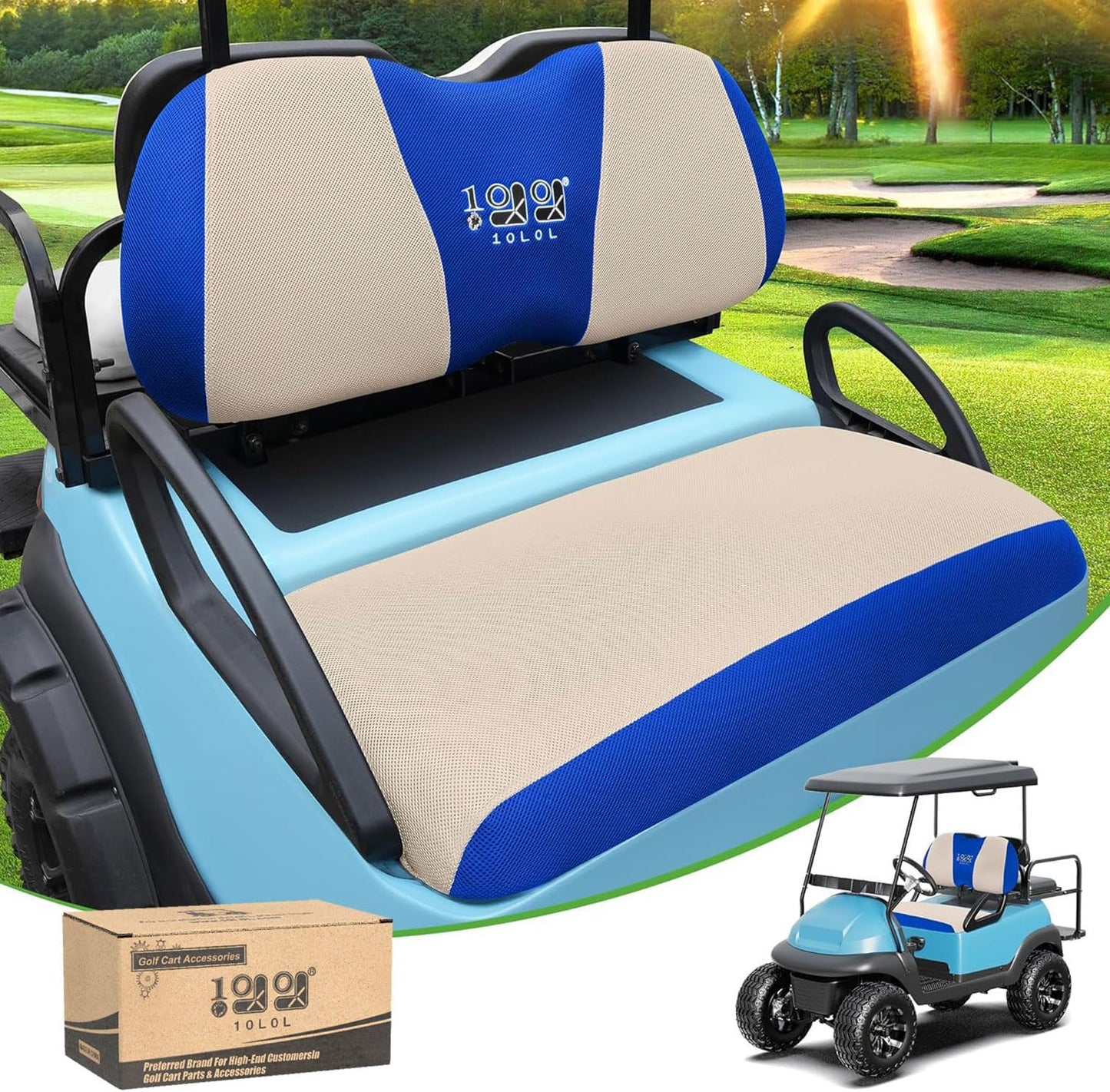 10L0L Golf Cart Seat Covers Universal for Yamaha Club Car Precedent Standard Front Seats, Breathable Mesh Bench Seat Cover, No Drilling Seat Cushion, All-Season Comfort Cool in Summer & Warm in Winter