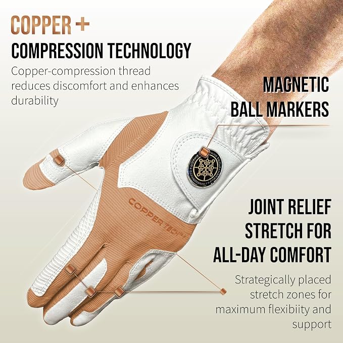 Copper Tech Golf Gloves Men Right Handed Golfer or Left Handed Golfer | Copper - Image 2