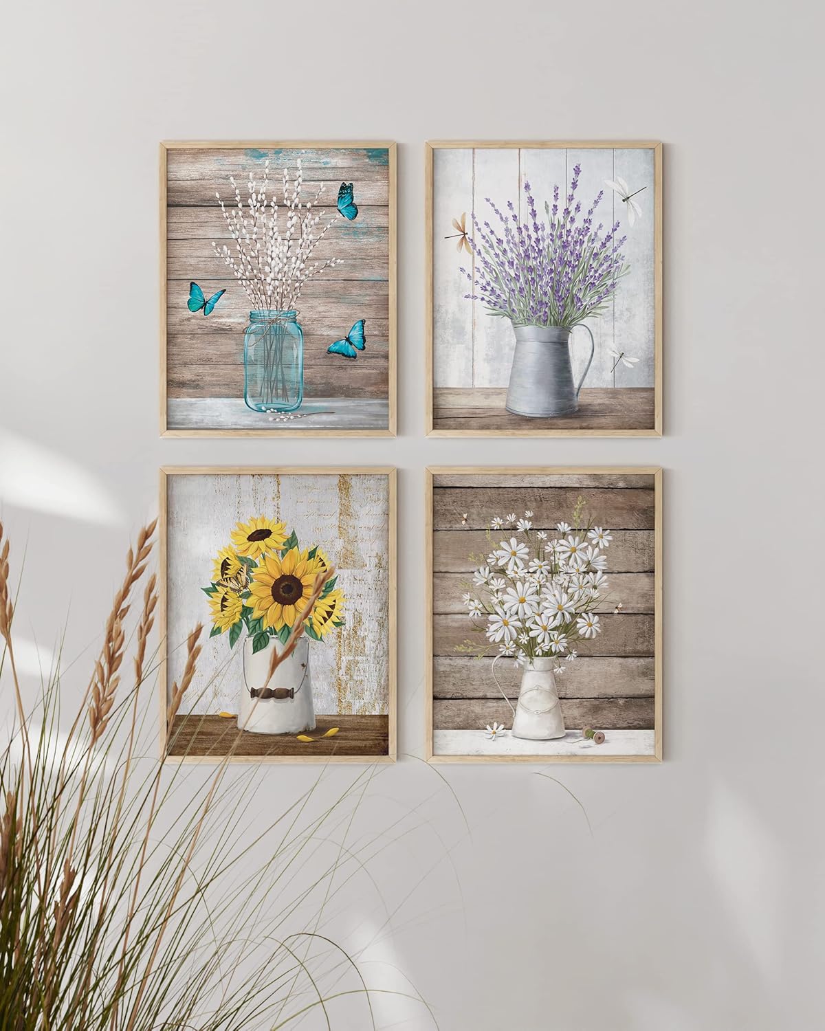 HAUS AND HUES Floral Botanical Prints - Set of 4 Flower Posters, Flower Pictures Wall Decor, Floral Prints (Unframed 8x10)