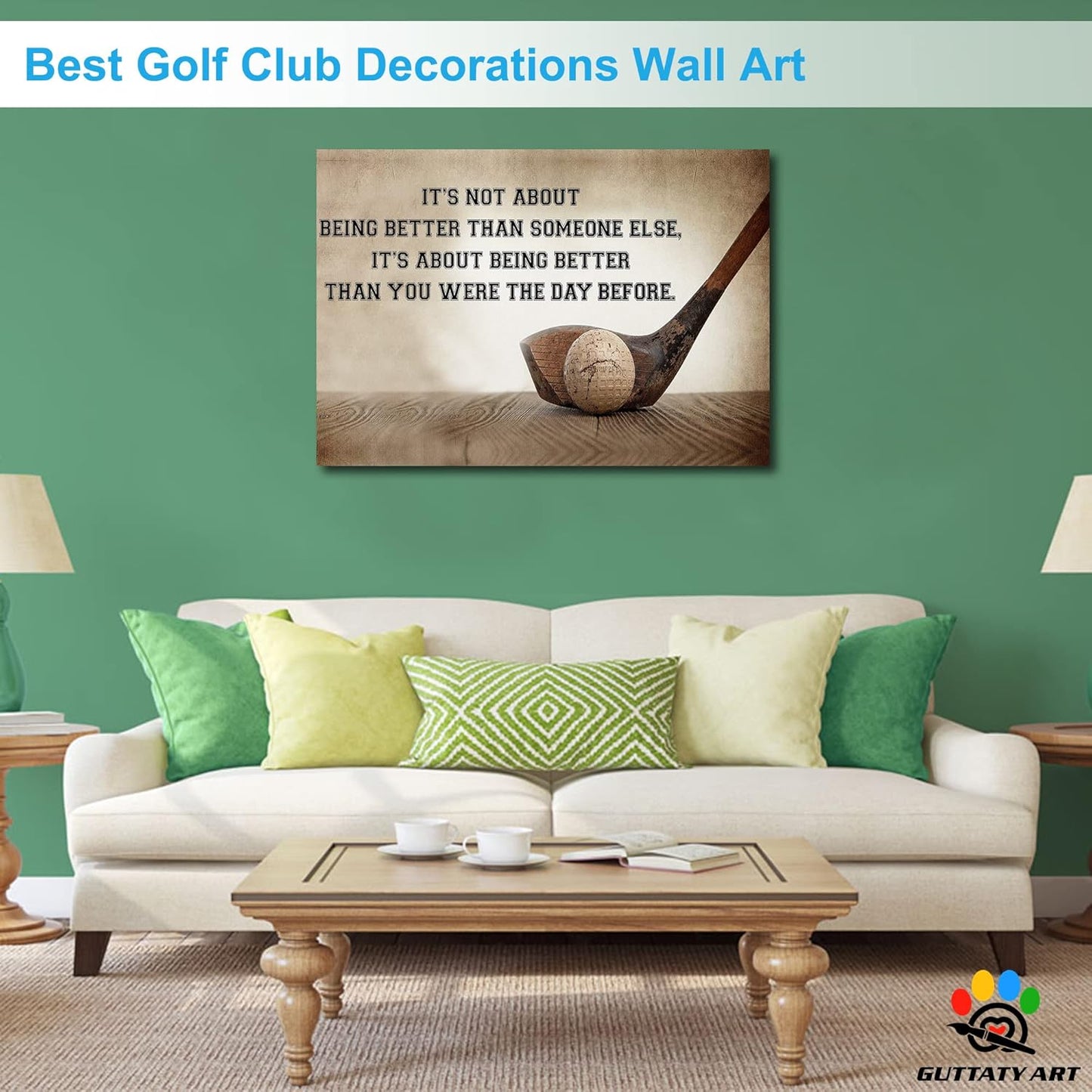 GUTTATY Golf Wall Art, Inspirational Quote Vintage Golf Pictures Posters Canvas Print Wall Decor for Golfer's Man Cave Home Ofice Ready to Hang (28x40 Inches)