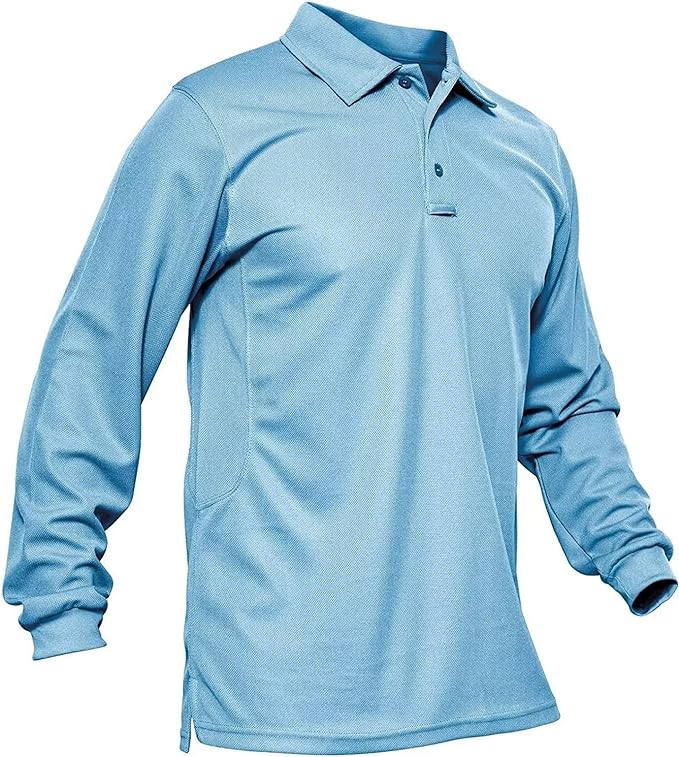 MAGCOMSEN Men's Polo Shirts 3 Button Quick Dry Performance Long Sleeve Tactical by MAGCOMSEN