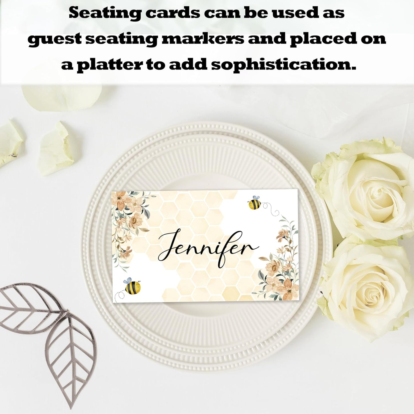 Honey Bee Place Card For Girls Boys, Bumble Bee Name Cards For Table Setting, Honey Party Favors Supplies, Beehive Tent Card Decorations For Baby Shower Kids Birthday Events, 25 Pack Cards -18