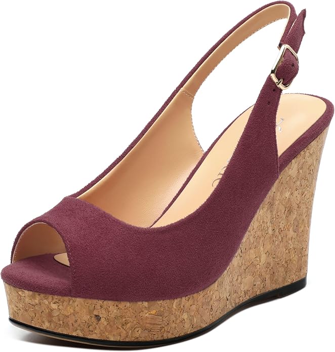 Womens Wedge Platform Sandals Peep Open Toe Slingback Buckle High Heel Dress by zasudxie