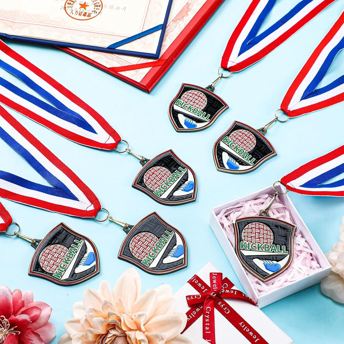 10/20 /30/40 Pcs Award Medals Bulk Sports Medals with Neck Ribbons 2.4 Inch Winner Award Trophy Prize Gift for Sports Themed Party Favors Tournaments School Match