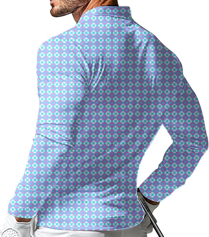 Men's Long Sleeve Golf Shirt Quick Dry 3 Button Work Fishing Outdoor Casual - Image 2