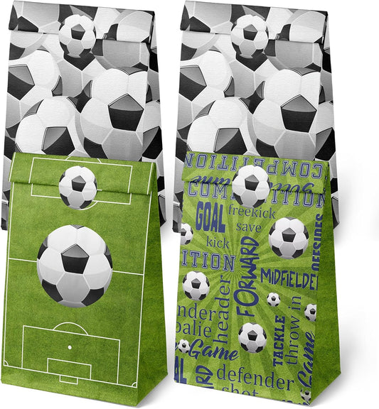 24 Soccer Party Favor Bags with Stickers Soccer Goodie Bags Soccer Party Favors for Kids Soccer Birthday Party Supplies