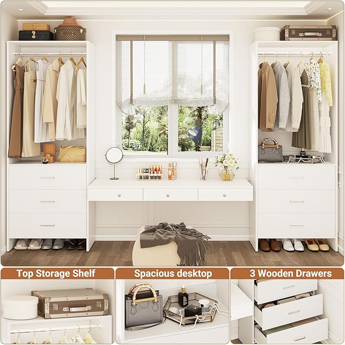 Aheaplus Closet System Closet Organizer, Wood Closet Organizer System, Walk-in - Image 3