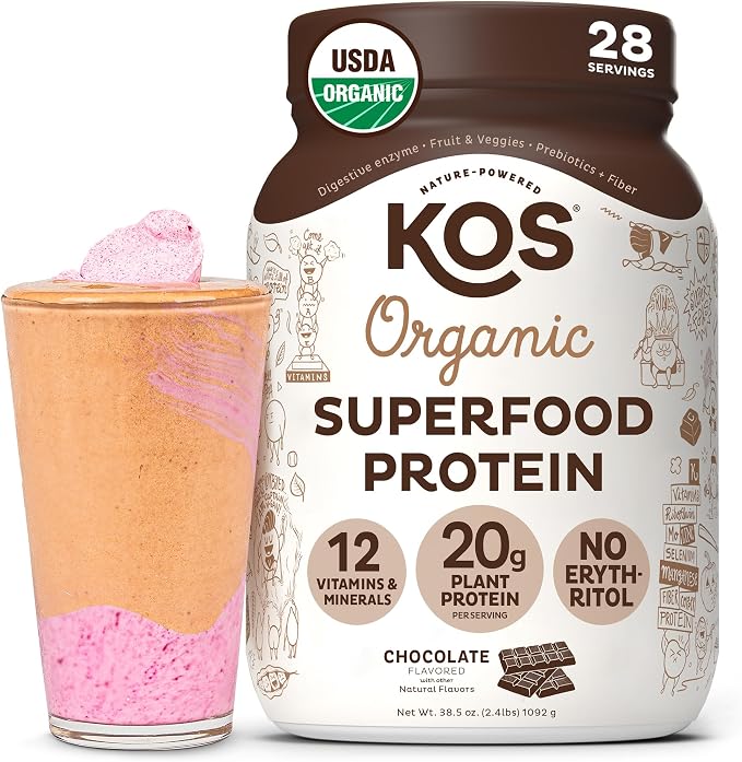 KOS Vegan Protein Powder Erythritol Free, Chocolate by KOS