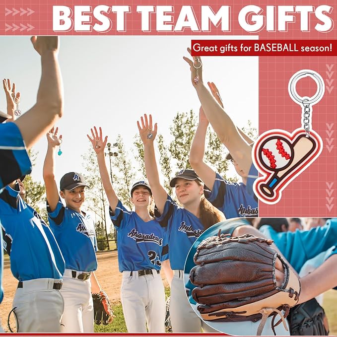 Batiyeer 72 Pack Baseball Keychains Bulk Party Favors Sports Ball Key Chains - Image 6