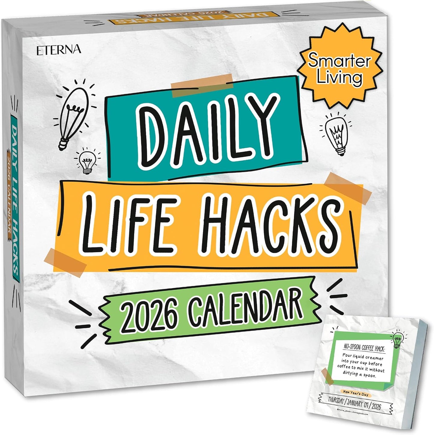 2026 Daily Life Hacks Desktop Calendar | Day To Day Tear Off Calendar with 365 Interesting Hacks & Facts for Everyday of the Year, Fun Box Calendar Gift For Men or Women, Christmas Stocking Stuffer Gift for Home or Office