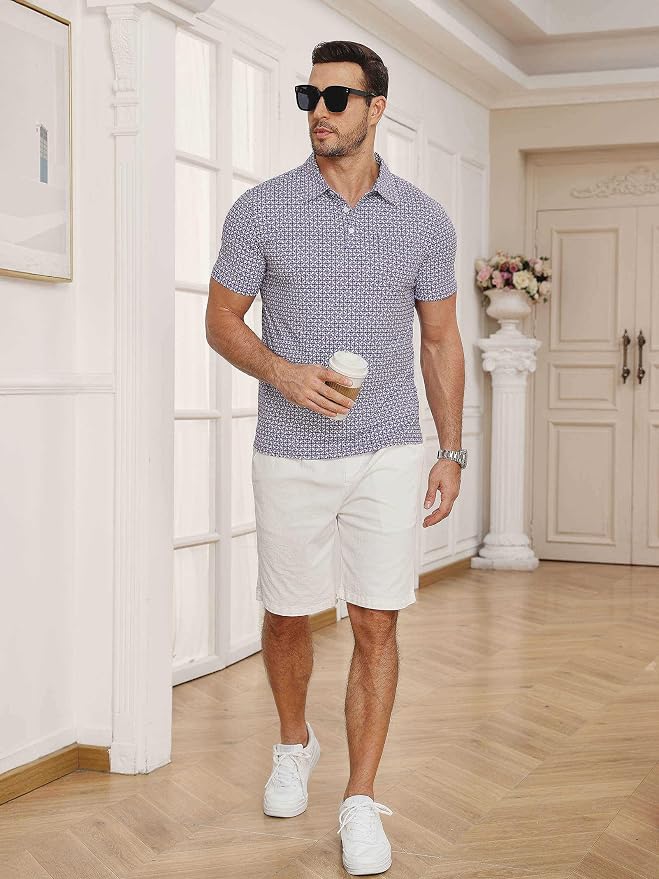 Lexiart Mens Golf Shirt Short Sleeve Dry Fit Print Moisture Wicking Performance - Image 6