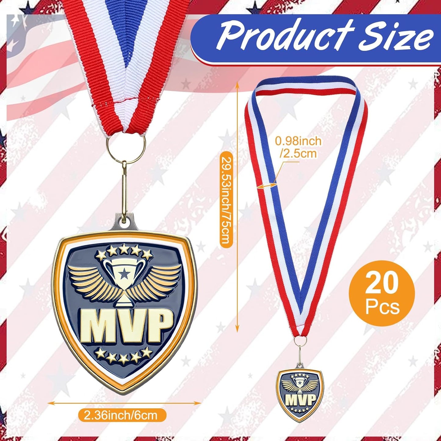 10/20 /30/40 Pcs Award Medals Bulk Sports Medals with Neck Ribbons 2.4 Inch Winner Award Trophy Prize Gift for Sports Themed Party Favors Tournaments School Match