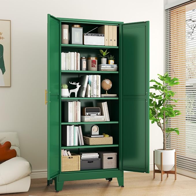 Green Metal Storage Cabinet, Kitchen Pantry Storage Cabinet - Image 2