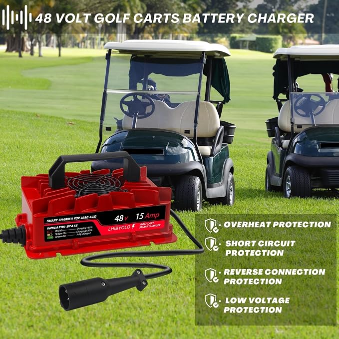 48V Golf Carts Battery Charger for 15 AMP EZGO RXV & TXT, 4-6 Hours Full Charger - Image 3