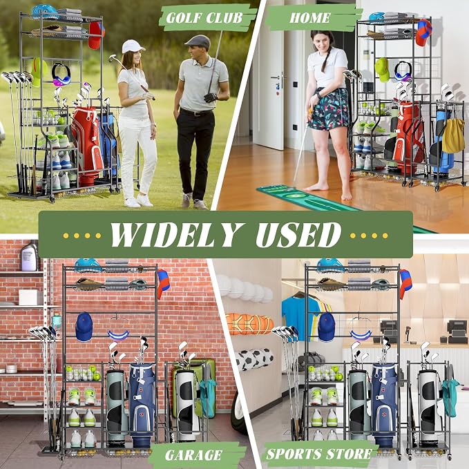 Golf Bag Storage Organizer for Garage Holds 3 Bags - Image 5