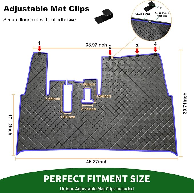 Golf Cart Floor Liner Mat 8mm Thick Rubber Full Coverage Fit - Image 7