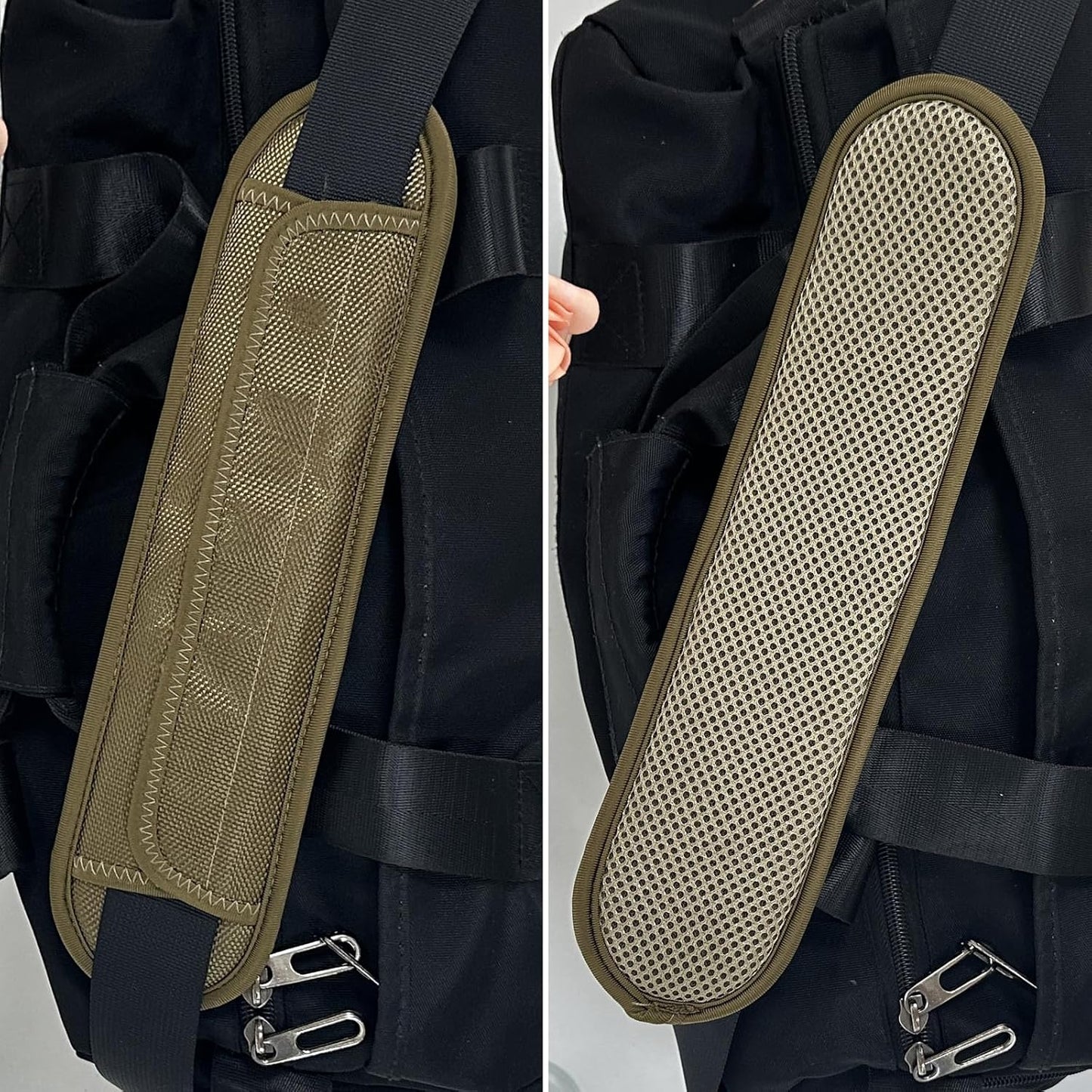 2 Pack Extra Thick Shoulder Strap Pad, Universal Replacement Shoulder Pad, for Shoulder Bags, Detachable Shoulder Strap Pad Pads Help Relieve Shoulder Pain(Sandwich Mesh-Khaki)