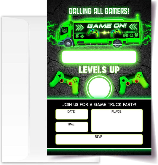 4x6 Gamer Birthday Invitations, Video Game Birthday Party, Gaming Party Decorations, Birthday Party Invitations for Boys, Girls, Kids Birthday Invitations, 20 Cards with 20 Envelopes.(48)
