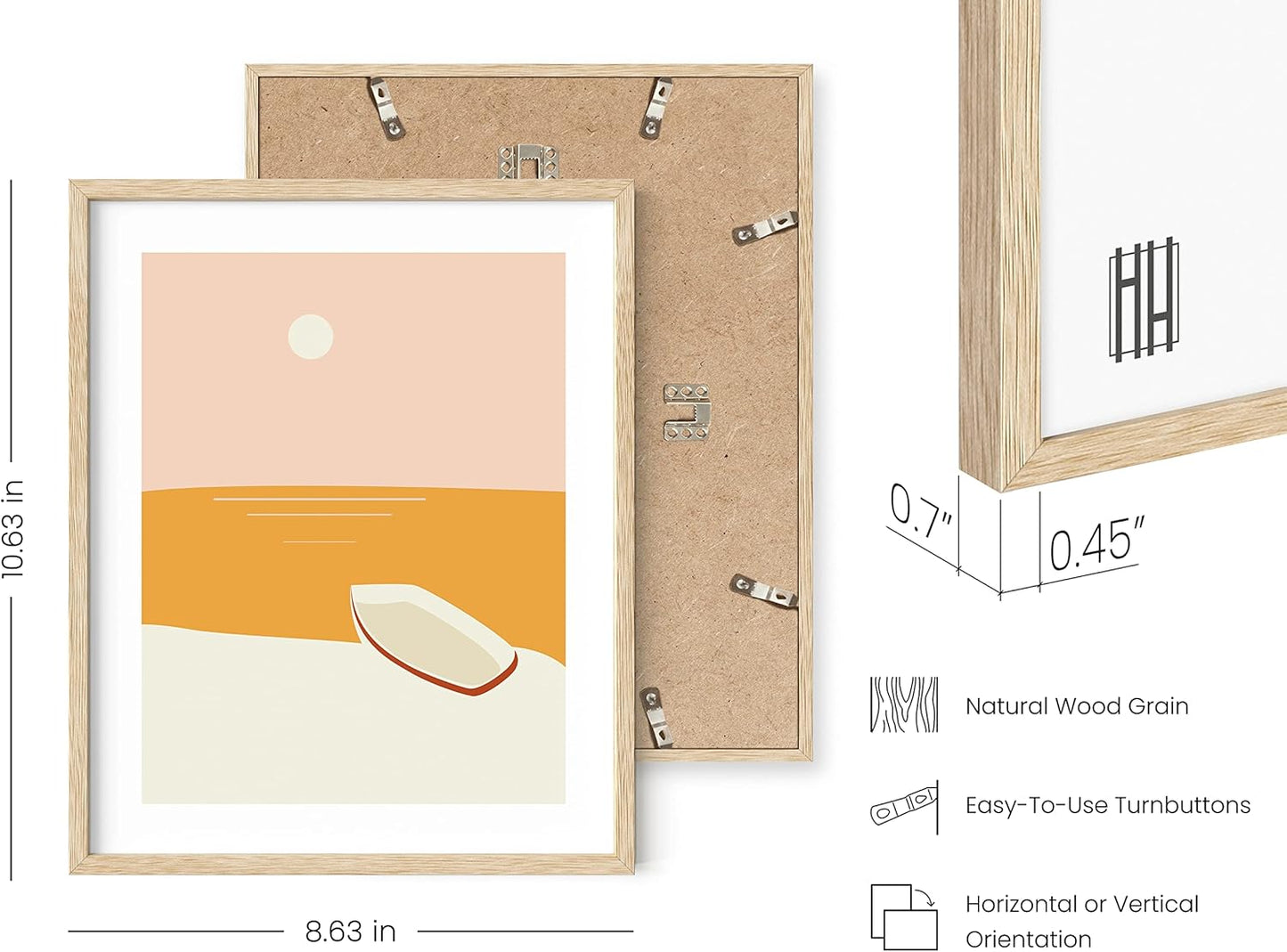 HAUS AND HUES Abstract Minimalist Landscape Wall Art Prints - Set of 6 Modern Aesthetic Mountain Wall Art Posters, Minimal Geometric Nature Paintings, Minimalist Wall Art (Beige Frame, 8x10)